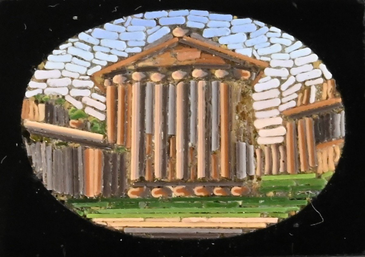 Micromosaïque - Broche Avec Temple De Vesta - Italie 19ème Siècle-photo-2